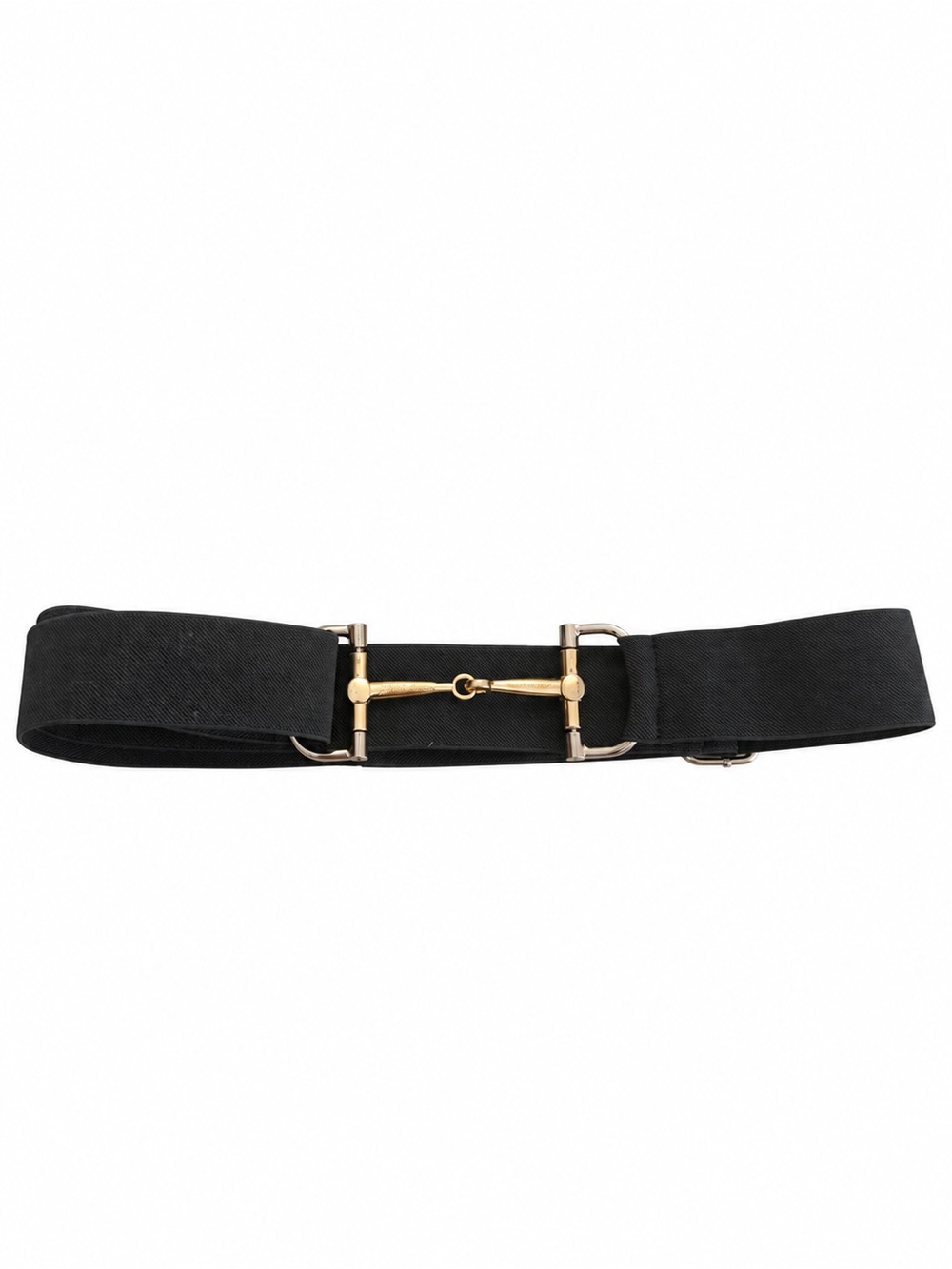 Free Ride Equestrian Hunter Green Elastic Waist Belt with Gold Horsebit Detail